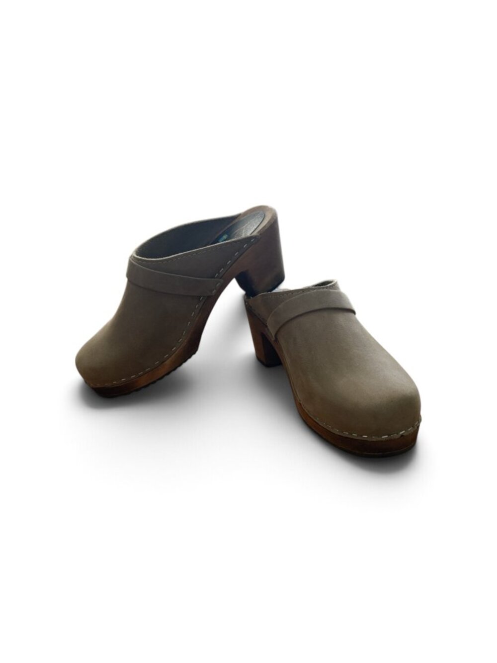Lotta from Stockholm Swedish Wooden Leather Clogs Size EU 39 US 8.5